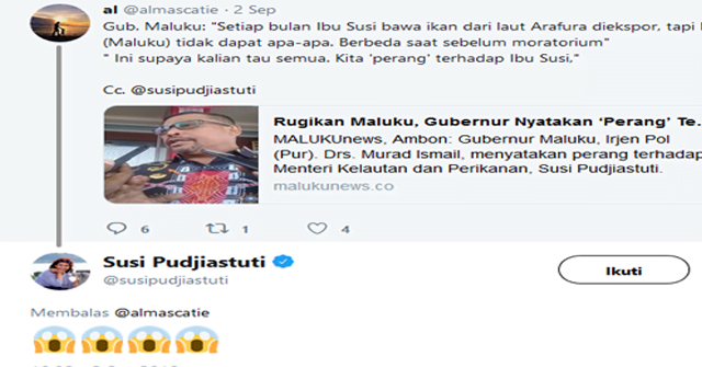 
 Ini Tanggapan Menteri Susi Soal Penyataan Perang Gubernur Maluku